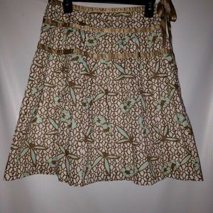 Gap Geometric Cotton Aline Pleated Flared  Tan & C